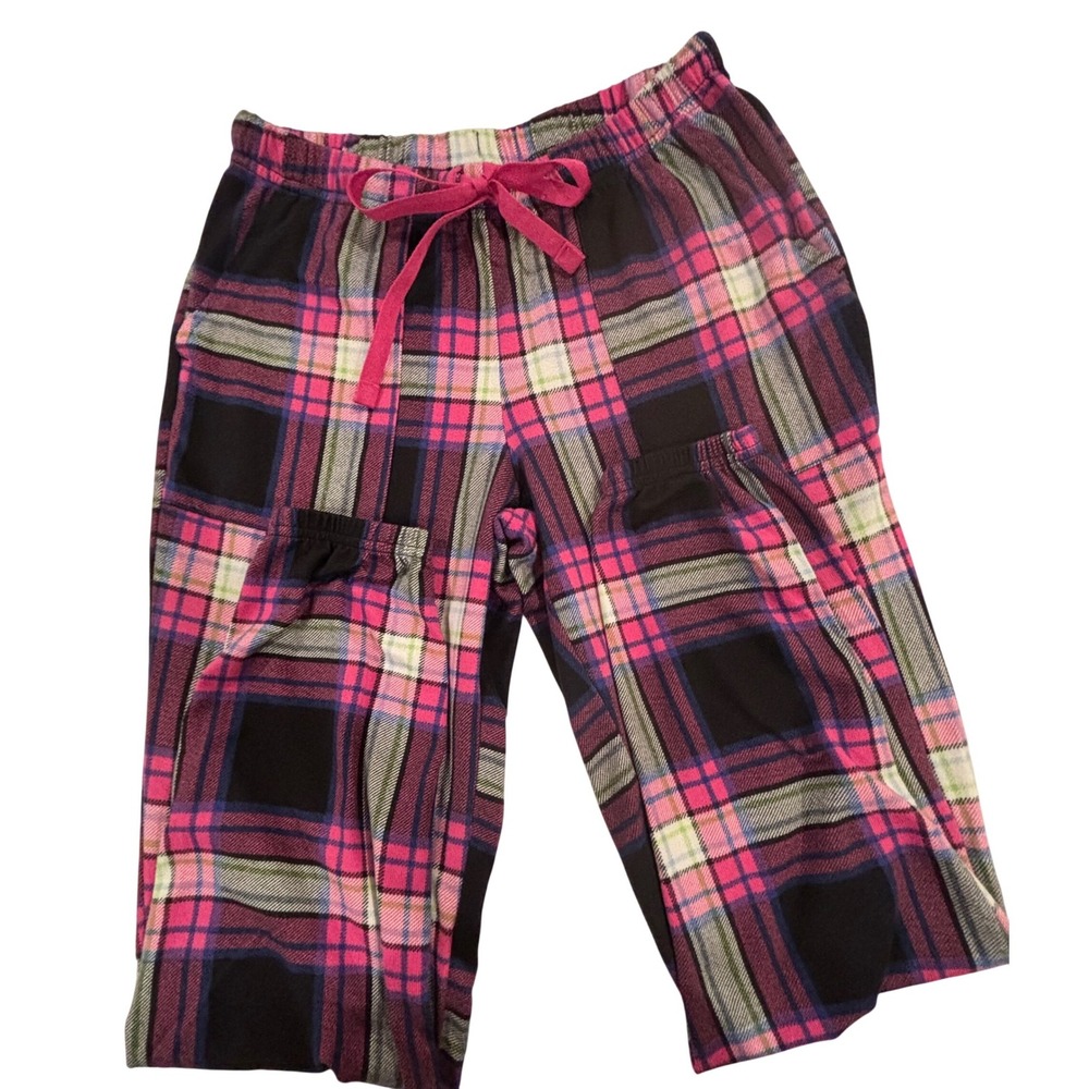 Joyspun Pajama Pants Womens XS Pink Black Plaid Drawstring Knit Lounge Bottoms